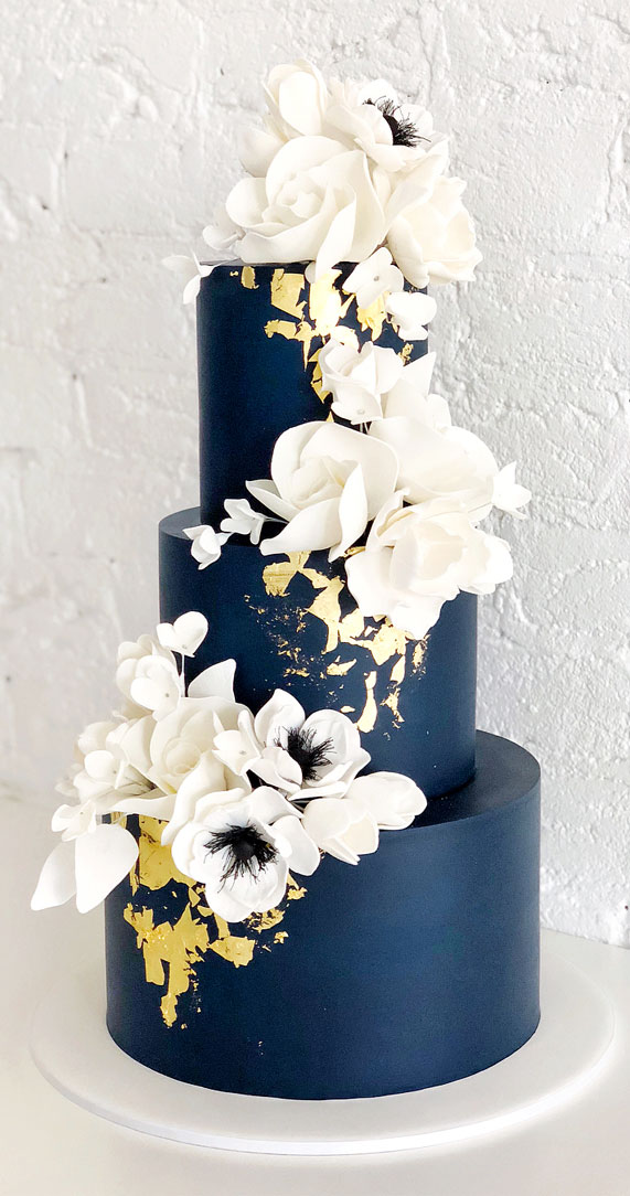 Elegant Royal Blue Wedding Cake Bolo De Casamento Quadrado Bolo De Casamento Bolos De 15anos