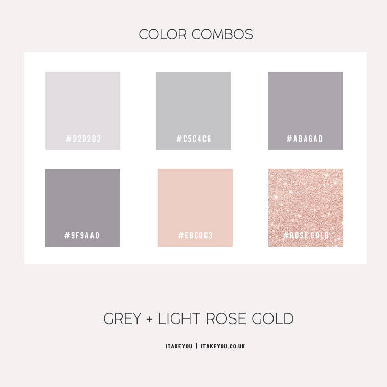 grey hue, grey and light peach , grey and rose gold color combos, rose gold and grey color schemes, color scheme, color combos