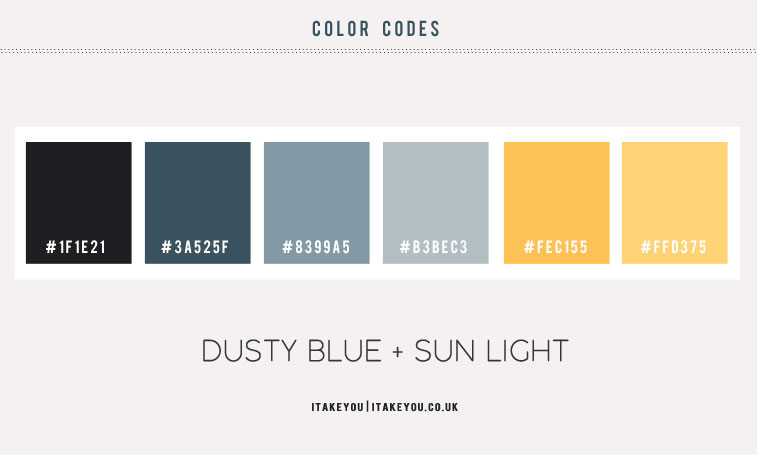 dusty blue and yellow color palette, dusty blue and yellow color combos, blue and yellow color combination, blue and yellow colors, blue and yellow mixed together #color #dustyblue