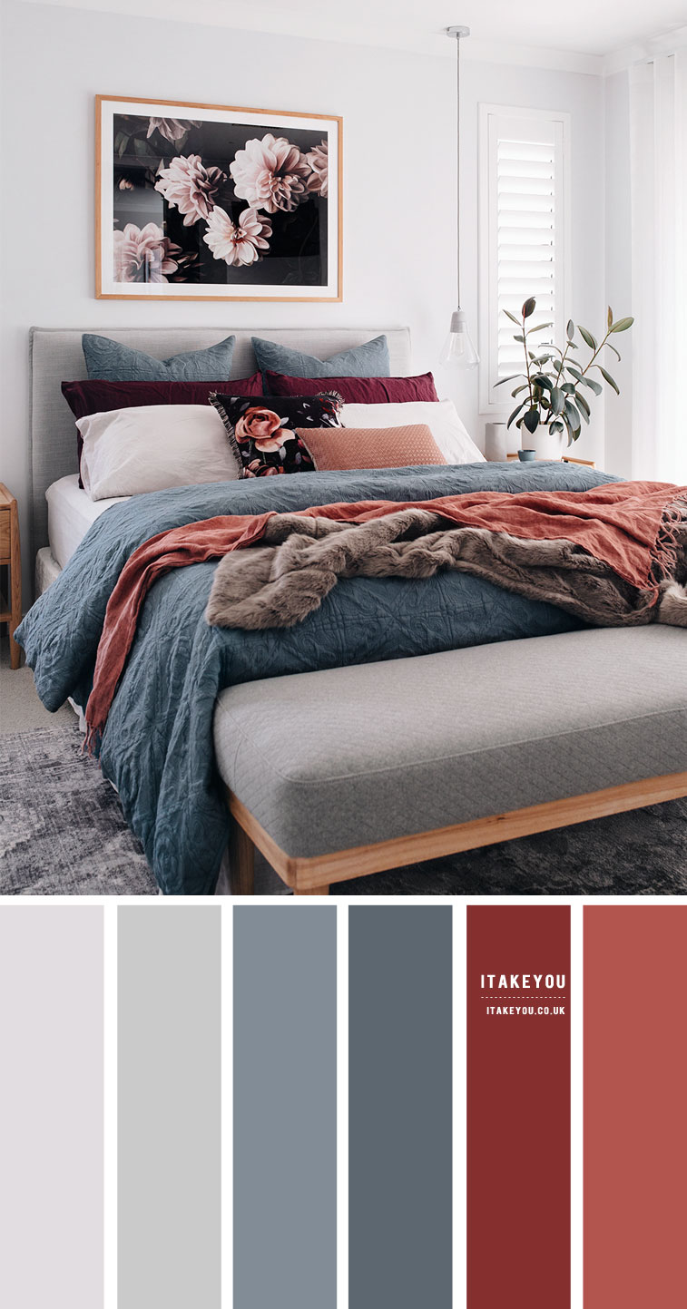 Awesome grey and teal bedroom Grey Bedroom With Blue And Terracotta Accents I Take You Wedding Readings Ideas Dresses Theme