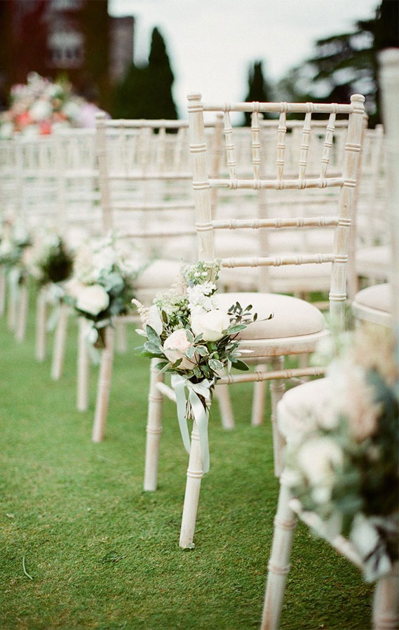 aisle wedding decors, ceremony wedding chair decors , wedding chair decors with roses #weddingchairs