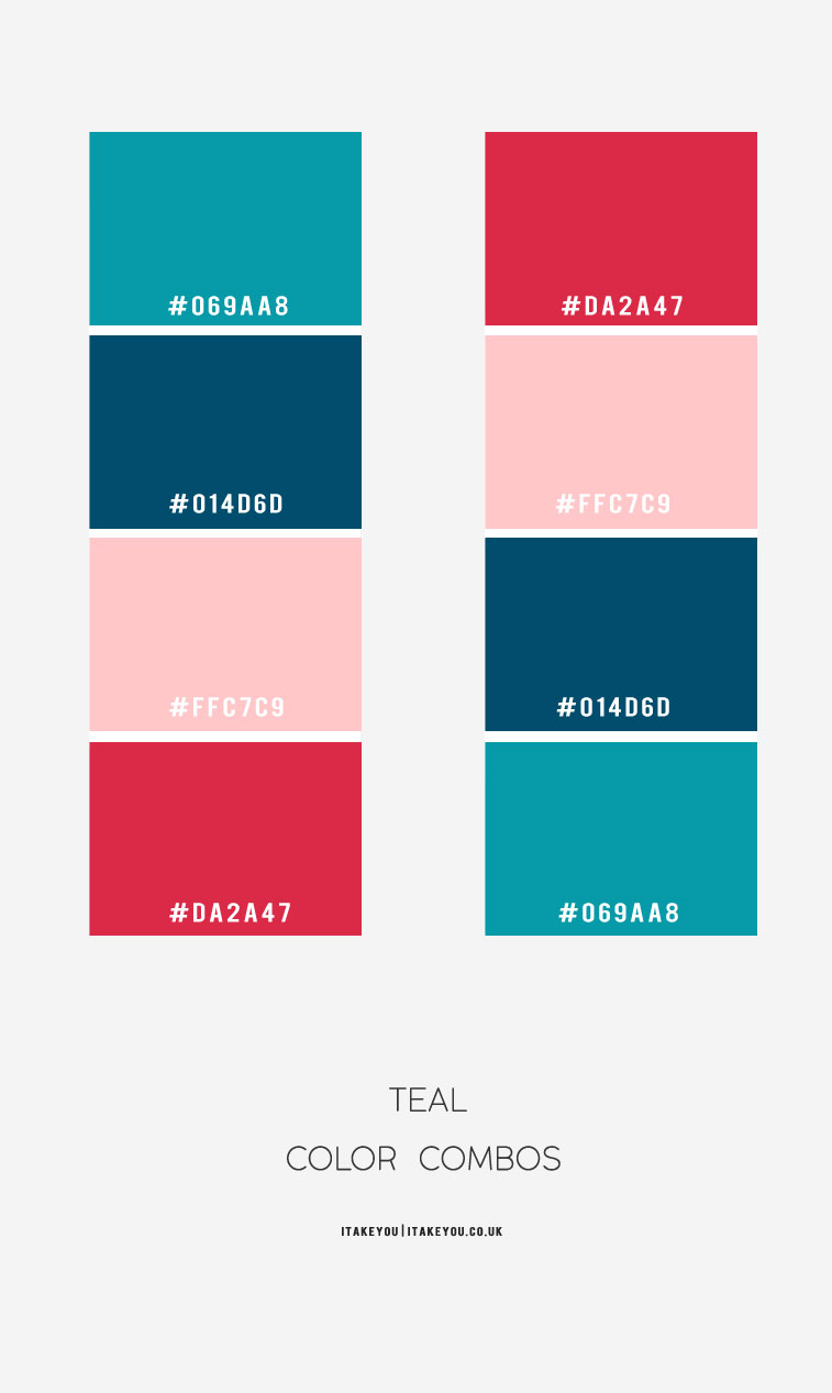 teal color combinations , teal color schemes, teal and navy blue, teal color palette #teal teal and pink, teal and red color combos #color color palette teal