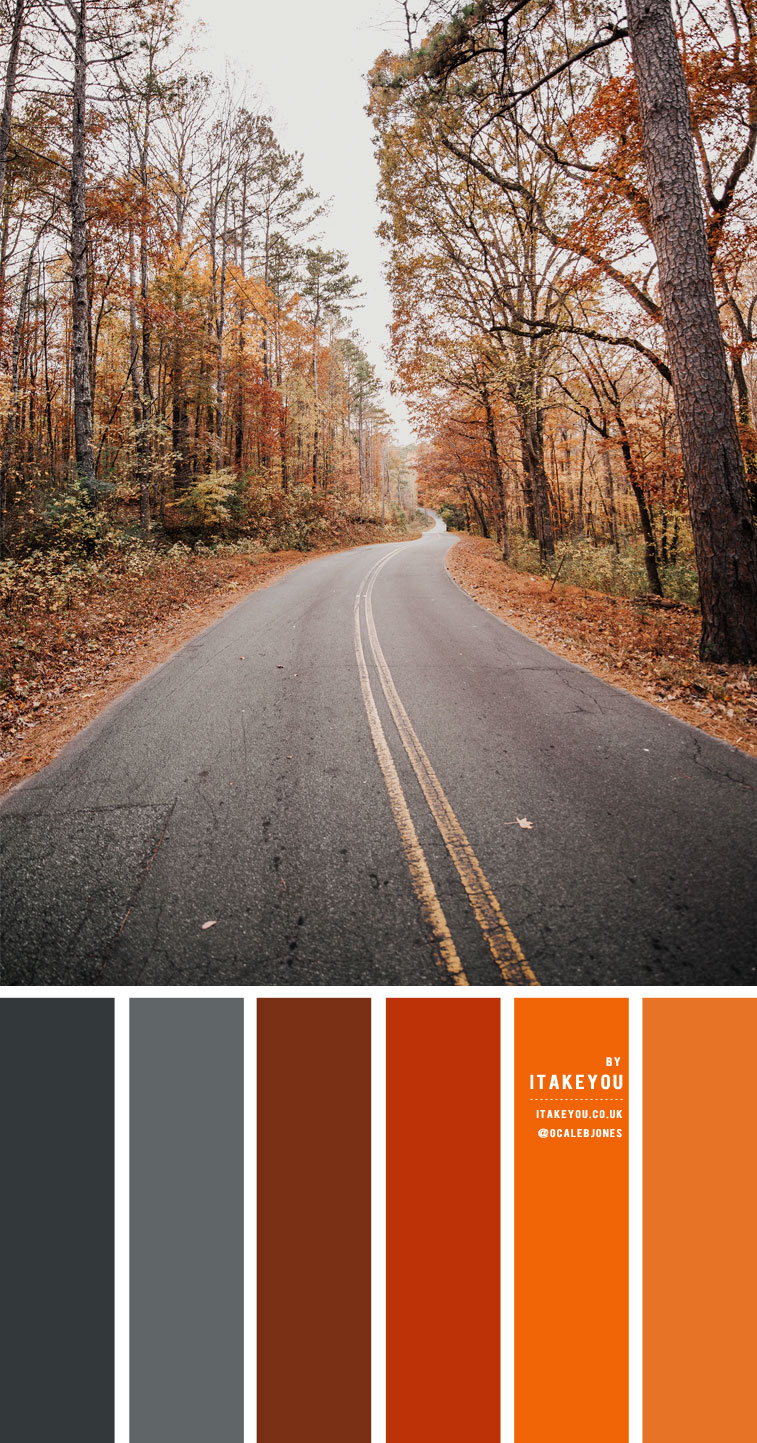 rust color scheme, dark grey and rust color scheme, autumn color ideas, orange and rust, dark grey and rust color combinations