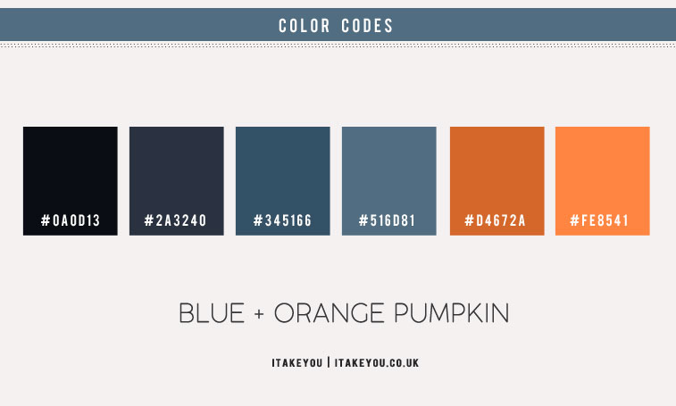 dark blue and orange color scheme, dark blue and rust, autumn color scheme, dark blue and rust color combo