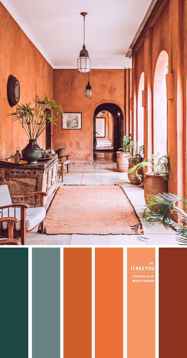 terracotta color scheme, terracotta and green color scheme, earth toned color palette, earth toned color for living room, earth tone color combo , color combinations with terracotta