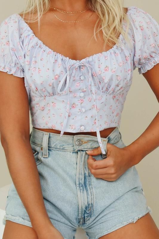 floral top with short