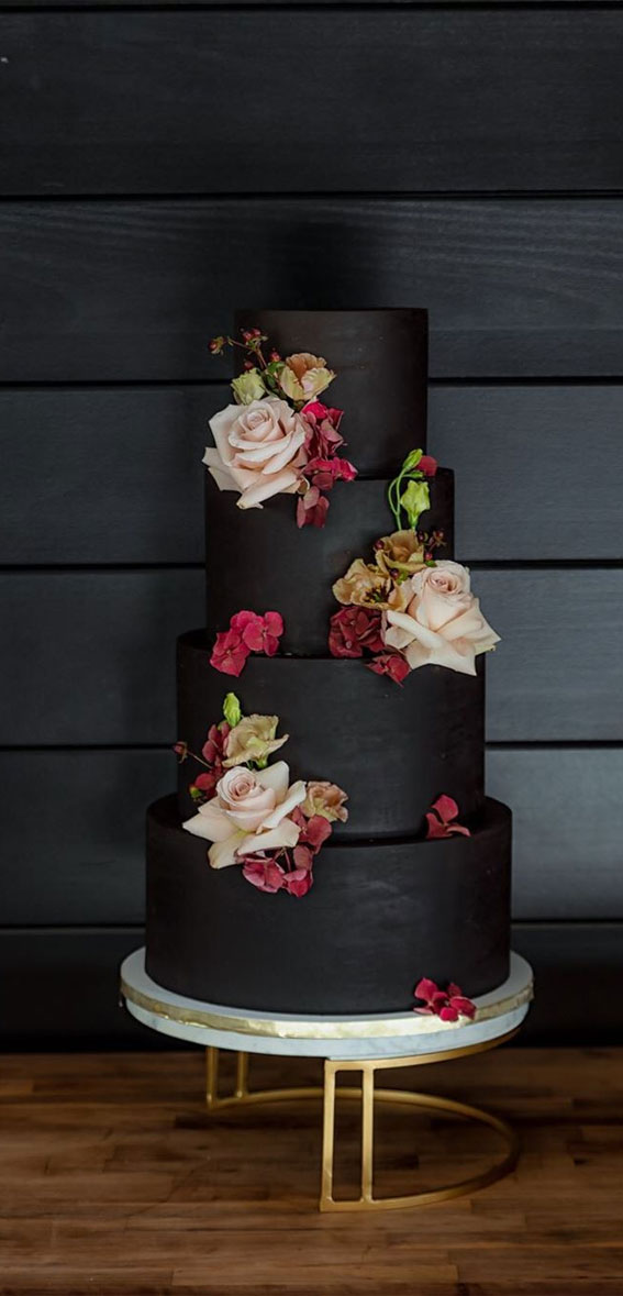 black wedding cake with blush roses, black and gold wedding cake , black and gold marble wedding cake , black wedding cake