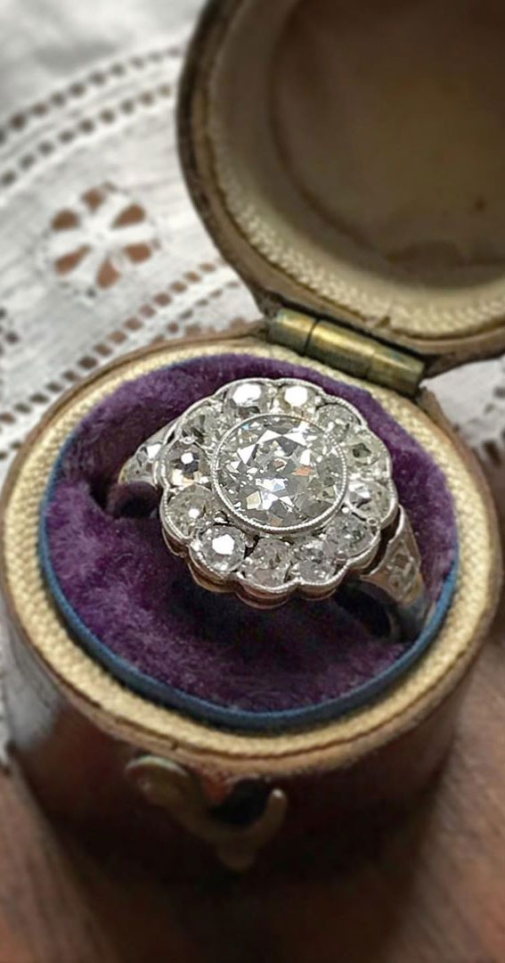Morganite & Diamond Halo Engagement Ring, 14K Solid Gold Flower Cluste -  Abhika Jewels