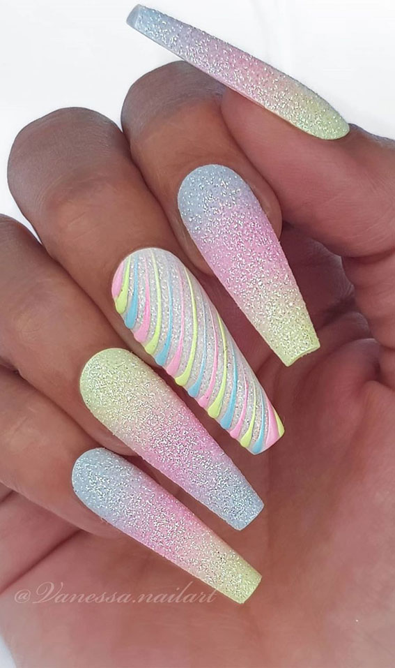 rainbow nails, colourful nails, tie dye nails, bright pink nails