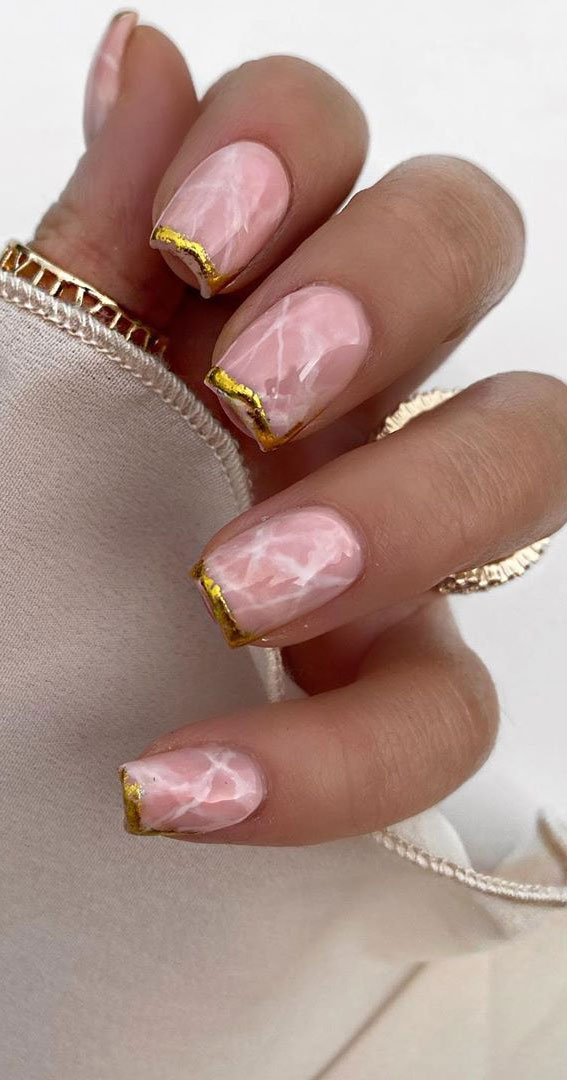 gold french nail tips, gold foil french tips, foil french nail tips