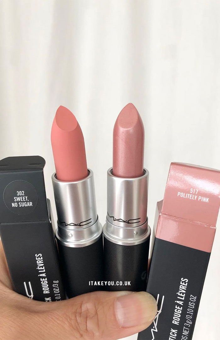 sweet no sugar and politely pink mac lipstick, mac lipstick, amplified lipstick , mac nude lipstick