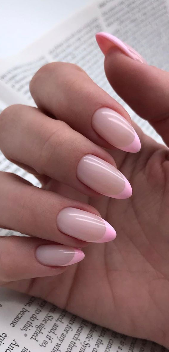 blush french nails, pink nails tips, nails tip , pink nails tips