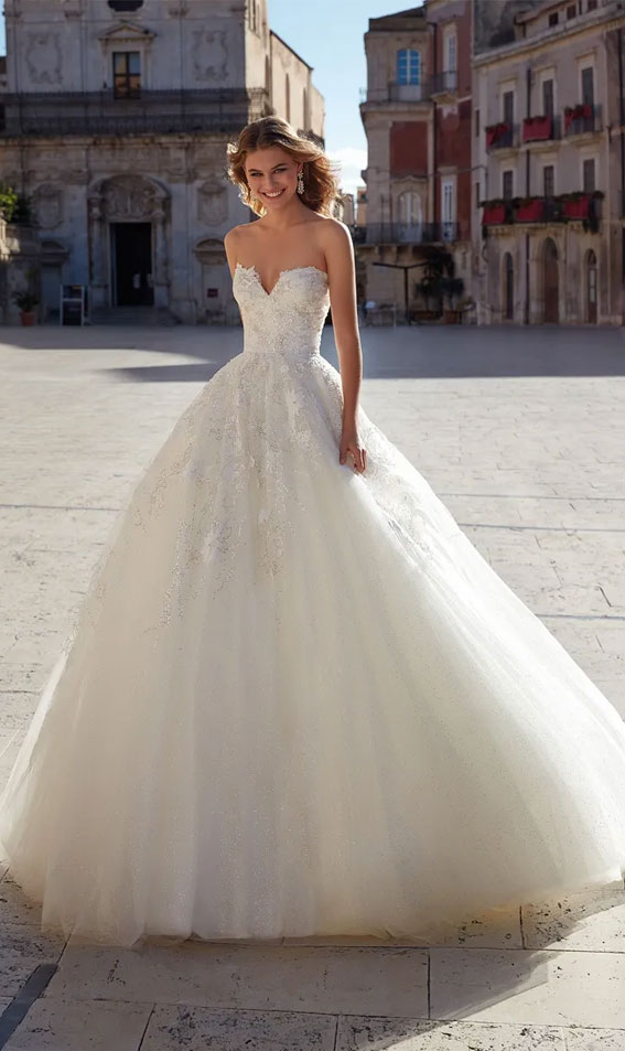 wedding dress, strapless wedding dress, nicole milano wedding dress, wedding gown