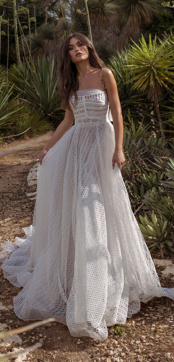 boho wedding dress, lace wedding dress, bohemian wedding dress 