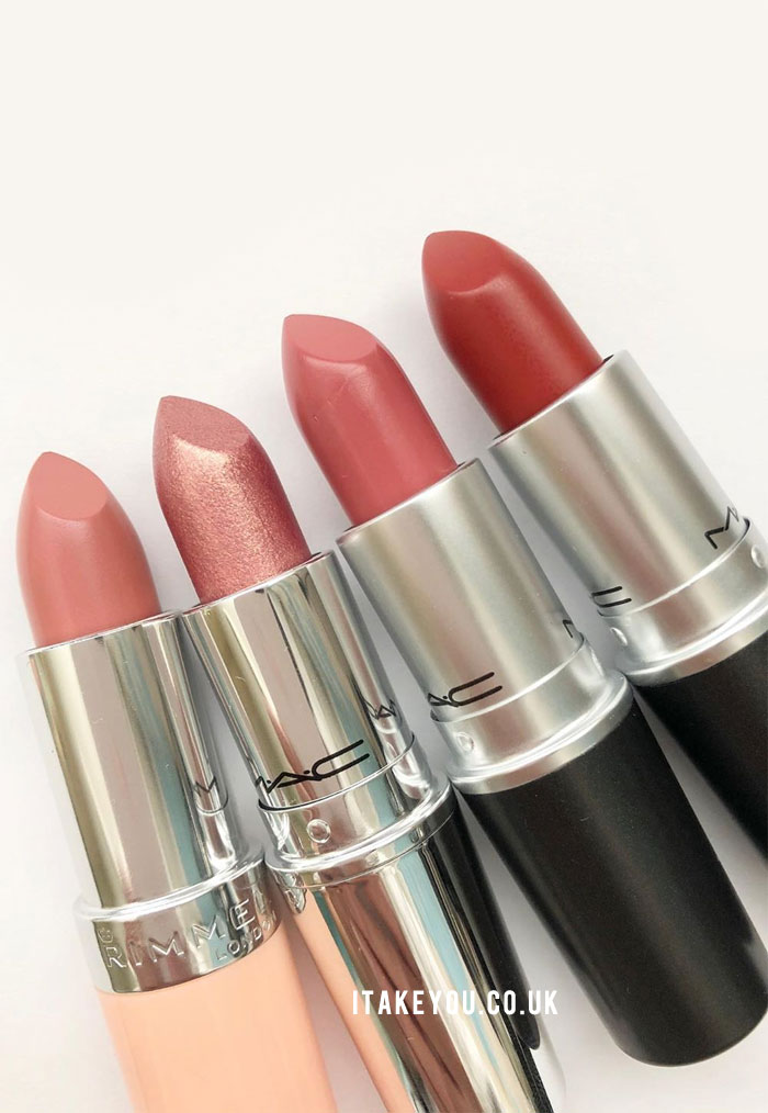 Nude Rimmel, A wink of Pink, Cosmo and Chili Mac Lipstick