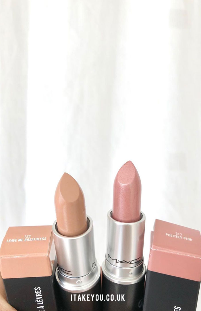 leave me breathless mac lipstick, politely pink mac lipstick, mac lipstick swatches, mac lipstick shades