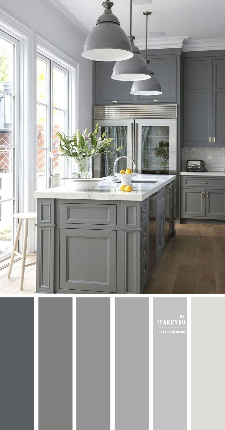 grey kitchen wall, grey kitchen paint, grey kitchen cabinets, grey kitchen ideas #grey #greykitchen