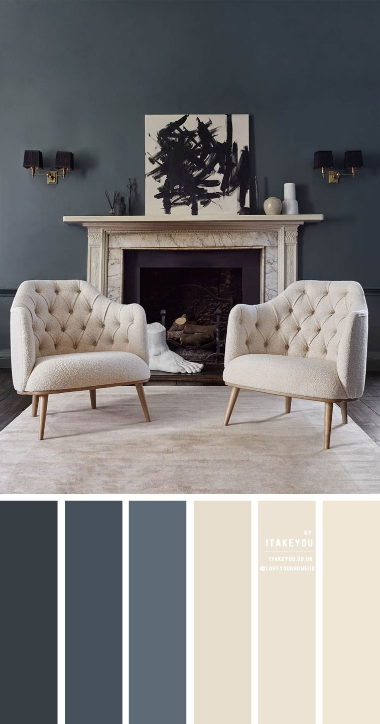 dark grey and sourdough color, dark grey and beige living room, dark grey and cream living room, living room color palette, living room color combo