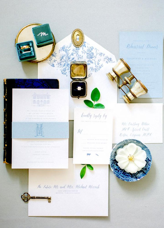 wedding stationery, wedding invitation, blue wedding invitation
