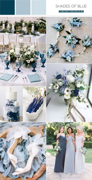 Shades of blue wedding colour theme { Something Blue Wedding Ideas }