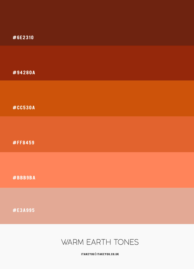 warm earth tones, warm earth tone color palette, warm earth tone colors, earthy color palette hex