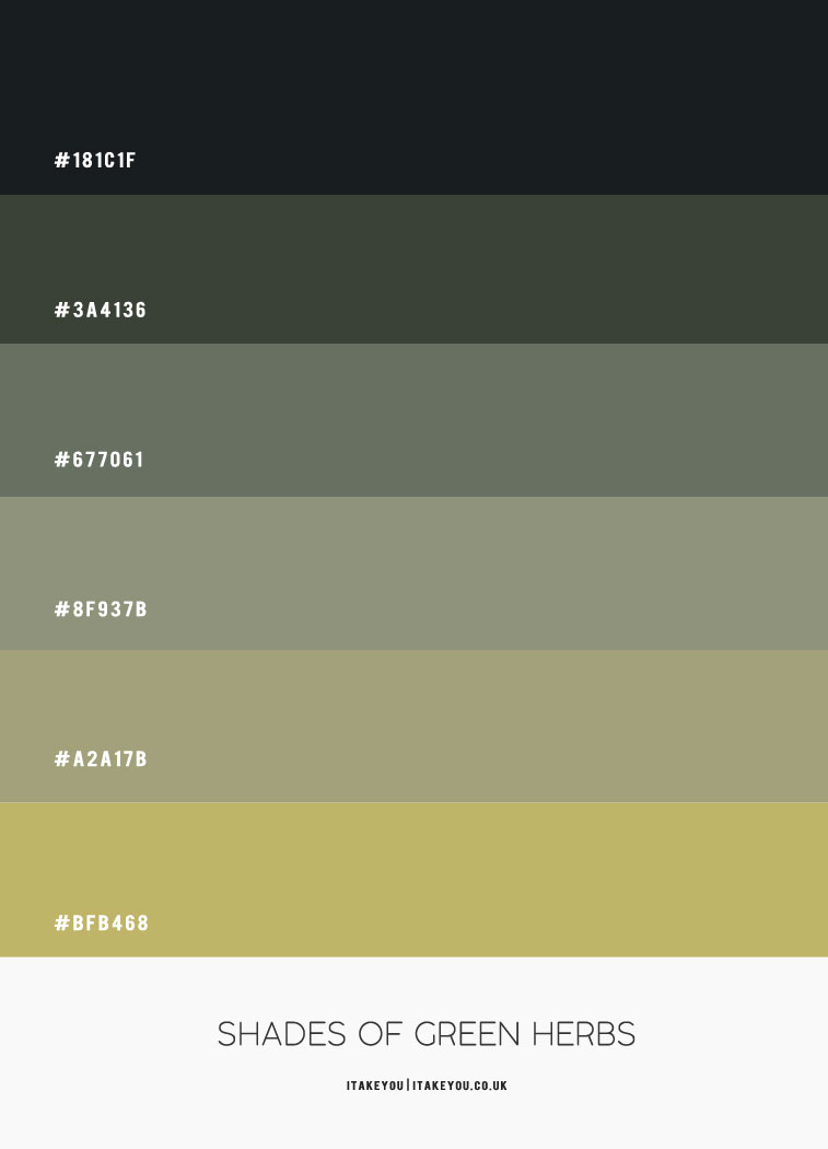 shades of green color combo, green herb color combination, sage green color scheme, olive green color scheme #colorpalette #colorcombo #green