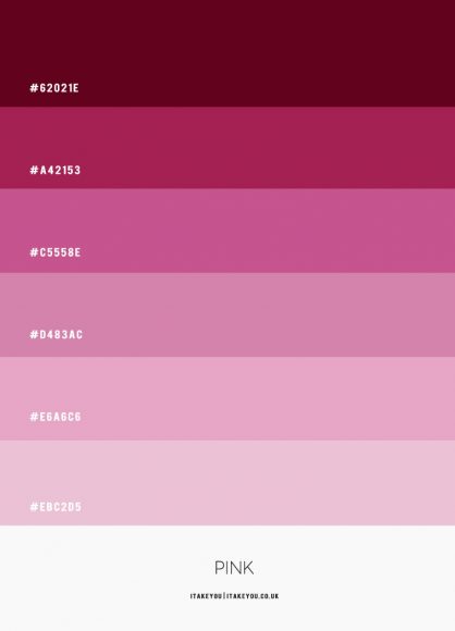 Shades of Pink Colour Combination - Pink Color Names | itakeyou.co.uk