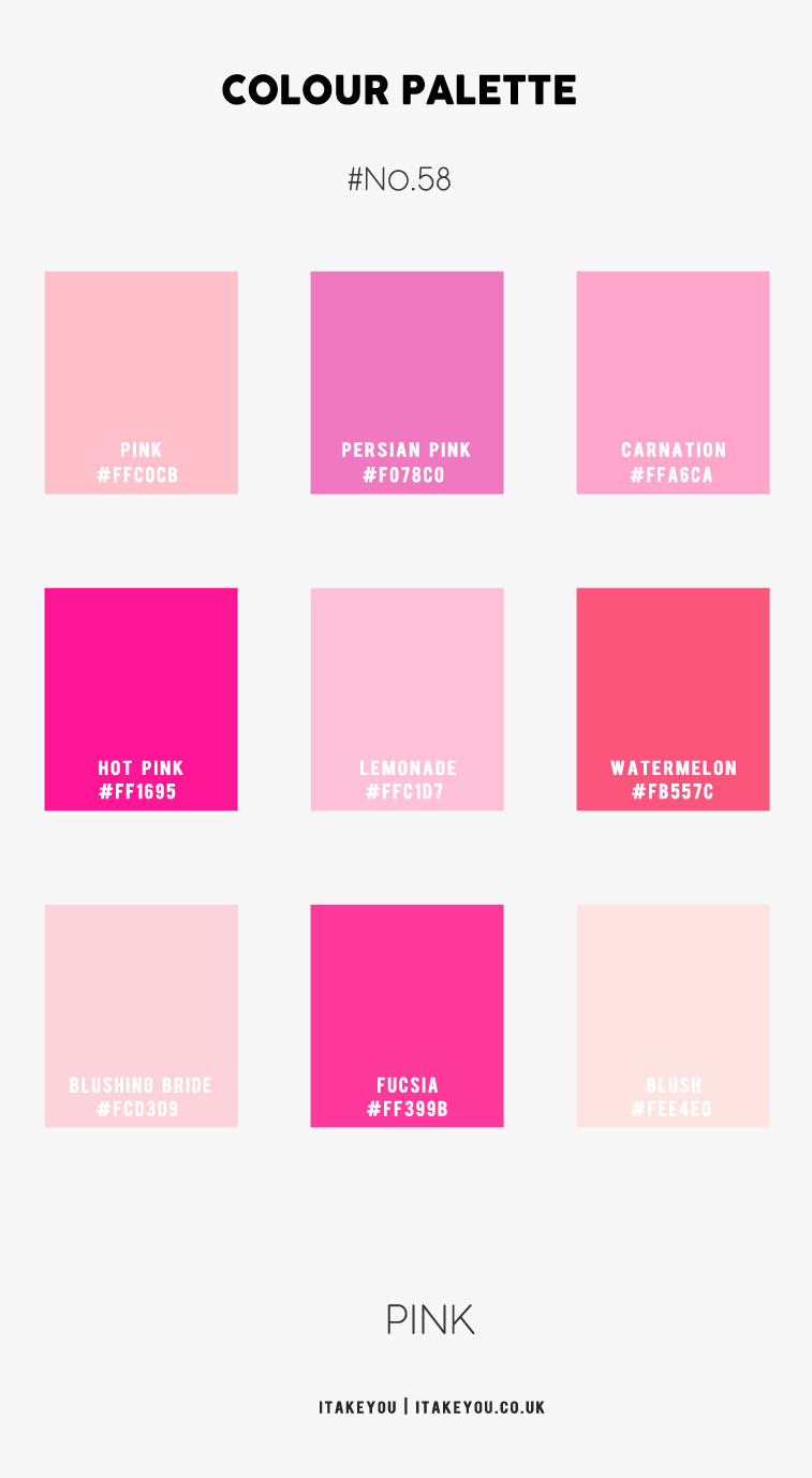 Shades Of Pink Color Chart With Names