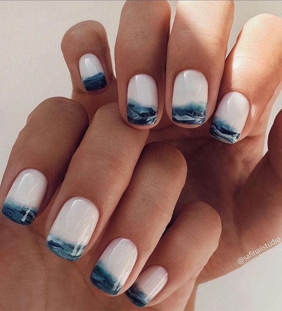 ocean french tip nails designs, ocean french manicure, colored french tip acrylic nails, french manicure ideas 2021, french tip nail designs for short nails, french tip nails 2021, french tip nails ideas, ocean wave french tip nails design, french tip nails designs, ocean nail art, ocean nails, wave nail design