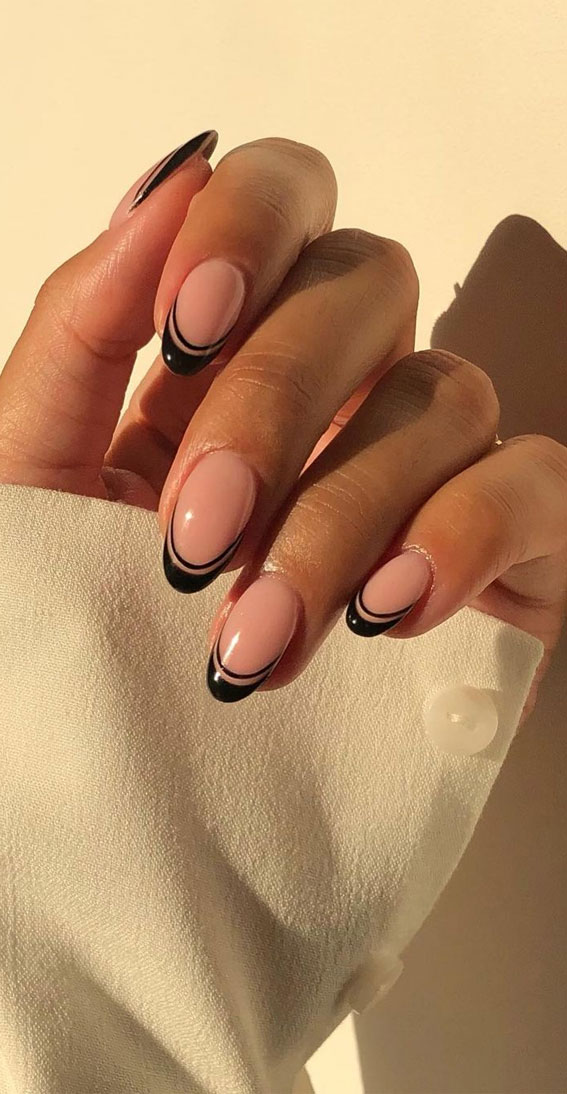 black french tip nails, french tip nails with design, french tip nails designs, french manicure, colored french tip acrylic nails, french manicure ideas 2021, french tip nail designs for short nails, french tip nails 2021, french tip nails ideas, french tip nails design, french tip nails designs, french manicure designs with color