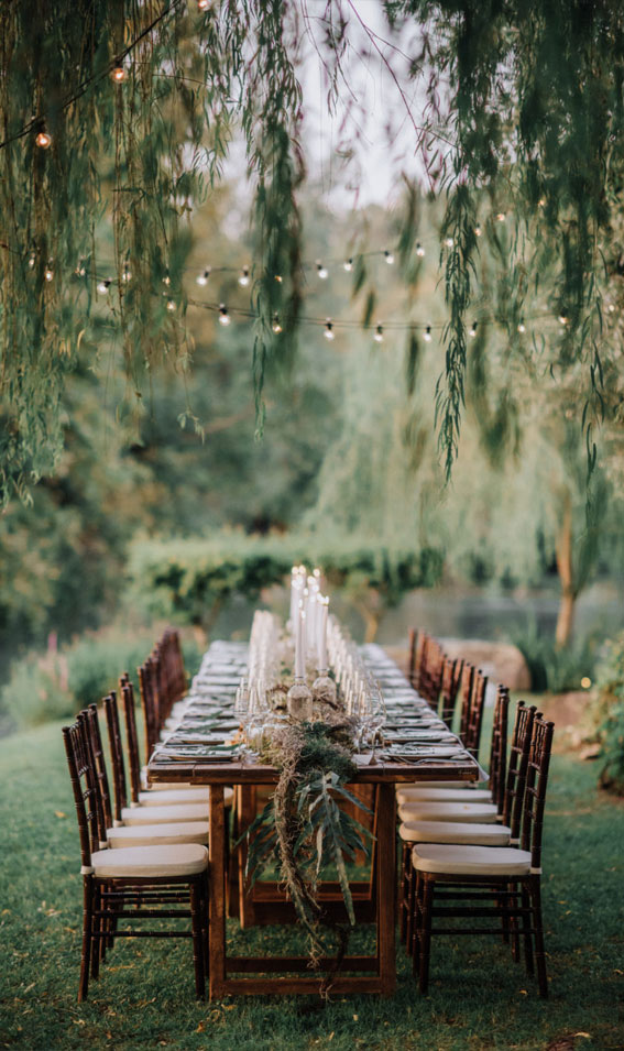 rustic wedding table, wedding table decoration, wedding table decors, greenery wedding table, greenery wedding table runner, green wedding ideas