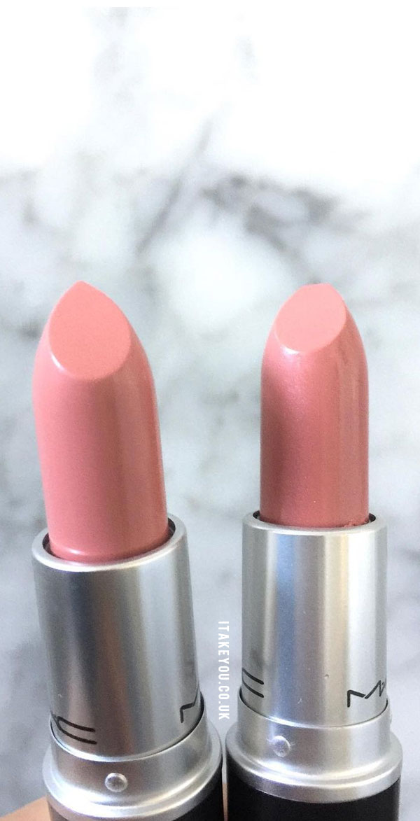Mac Crème Cup vs Modesty Mac Lipstick, Cremesheen lipstick