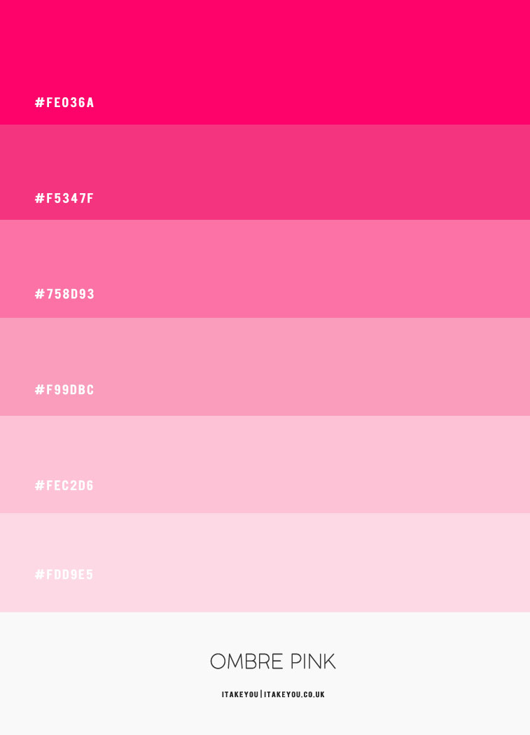 Ombre Pink Colour Scheme | Shades of pink gradient colour palette