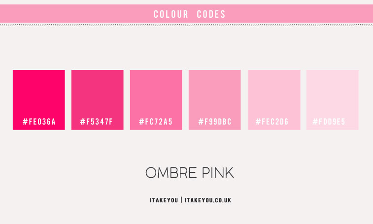 ombre pink color hex, gradient pink colour code, ombre pink color scheme, ombre pink color palette