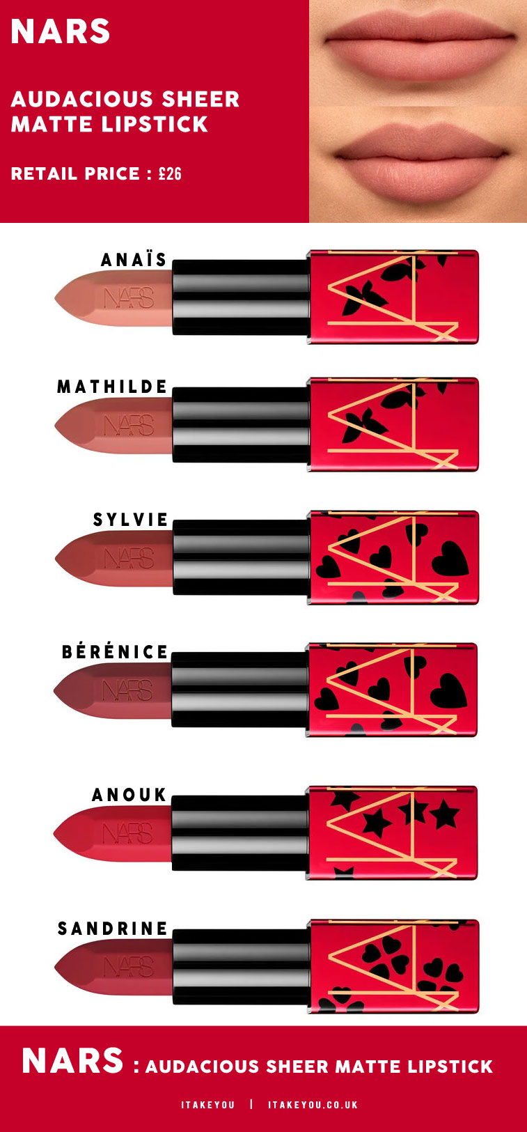 kalkoen Won Vader Audacious Sheer Matte Lipstick from NARS Cosmetics | Lipstick Swatches