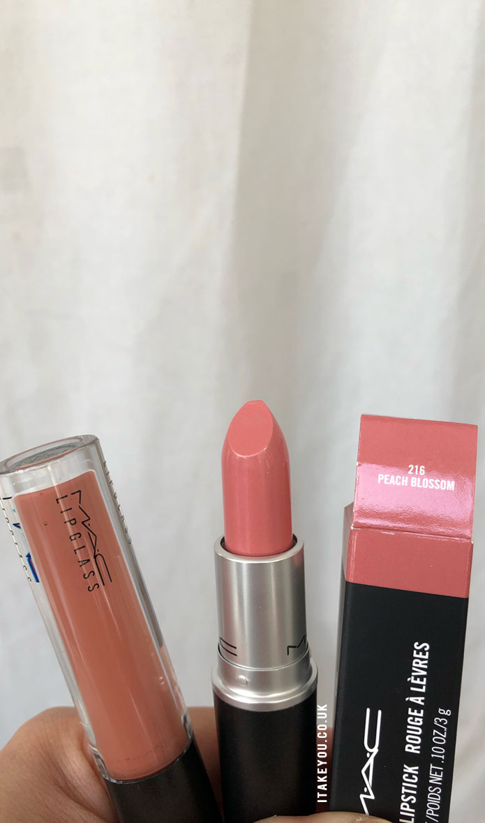 Spice Lipglass vs Peach Blossom Mac Lipstick