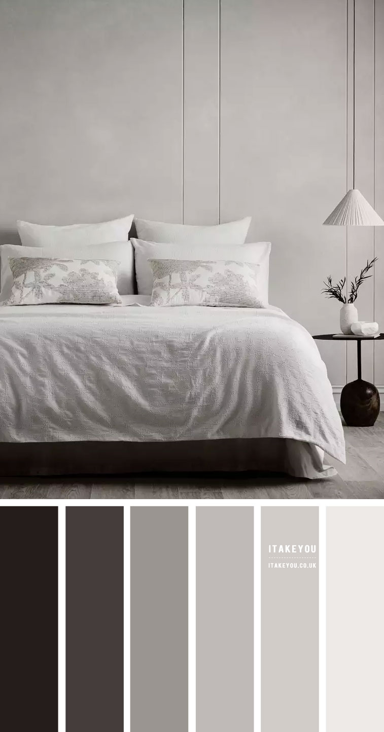 monochromatic bedroom, monochromatic color scheme, black and white bedroom, black and white bedroom ideas, complementary color scheme, monochromatic color scheme room