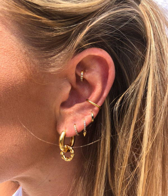 Curated Ear Piercing Ideas in 2021 : Pretty Ways To Stack Your Ear Piercings