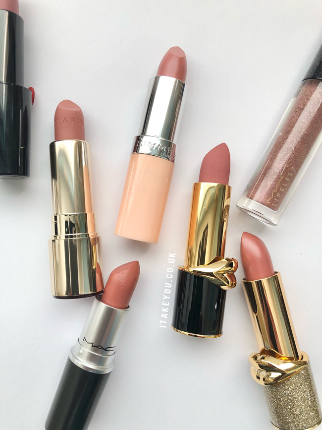 Five nude lipsticks different brands