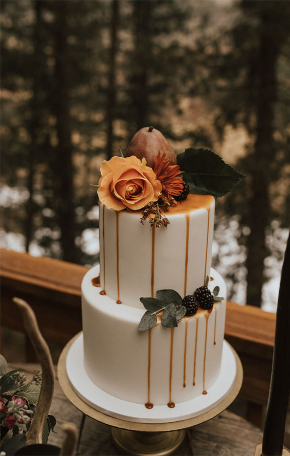fall wedding cake, simple wedding cake, autumn wedding cake ideas