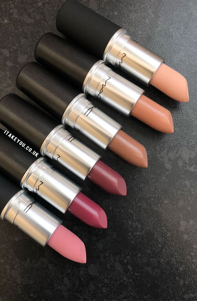 Mac Lipstick in six different shades 