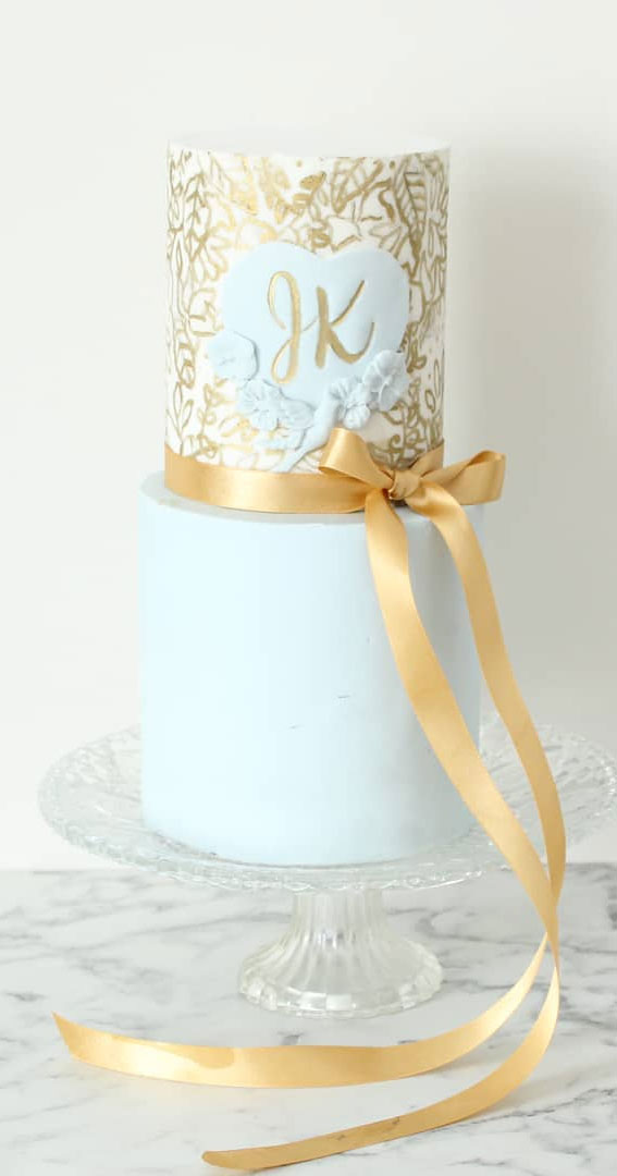 blue wedding cake, monogram wedding cake, wedding cake ideas 2021