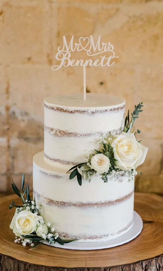semi naked wedding cake – Jeannette's Custom Cakes