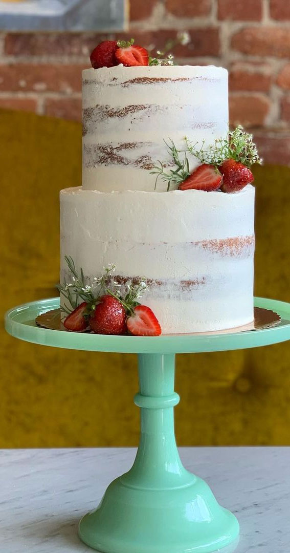 simple wedding cake, semi-naked wedding cake