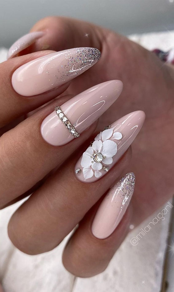 wedding nails 3d flower, wedding nails 2021, wedding nails for bride 2021, wedding nails 2021 for bride, wedding nail designs 2021, wedding nail trends 2021, bride nails 2021, wedding nails bridesmaids, acrylic wedding nails, classy wedding nails, wedding nails design