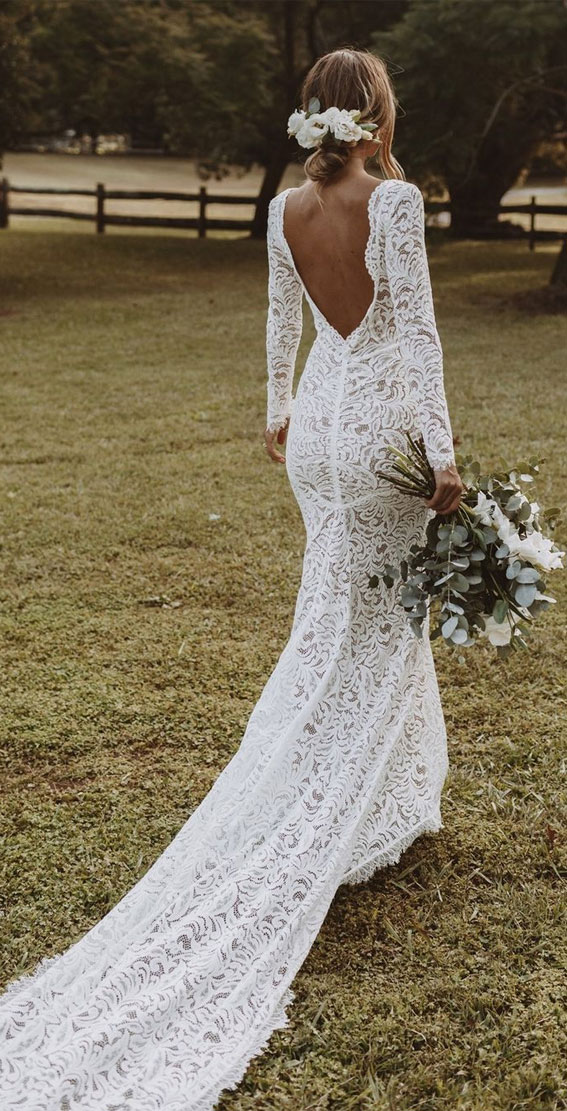 long sleeve lace wedding gown, best fall wedding dresses 2021