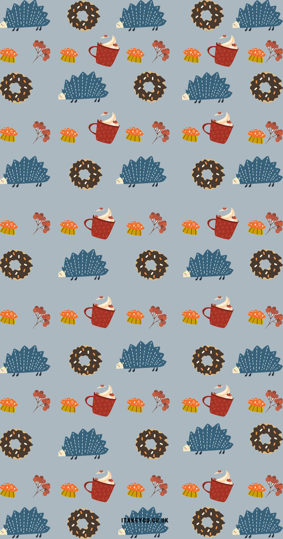 11 Cute Autumn Wallpaper Aesthetic For Phone : Donut, Hot Drink Mushroom Fall Wallpaper