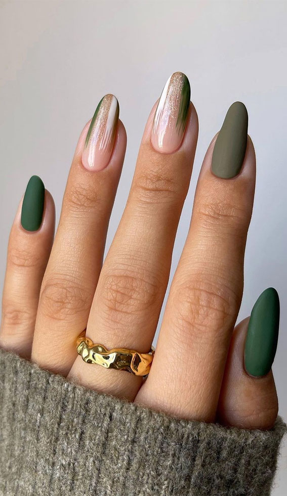 different color nails each finger, neutral coffin nails, november nails, nail art ideas, thankgiving nails, november nails 2021, autumn nails 2021, fall nail art ideas, autumn nail designs