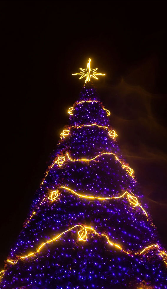 Festive Aesthetic Wallpapers For Phone : Gold and Purple Christmas Tree