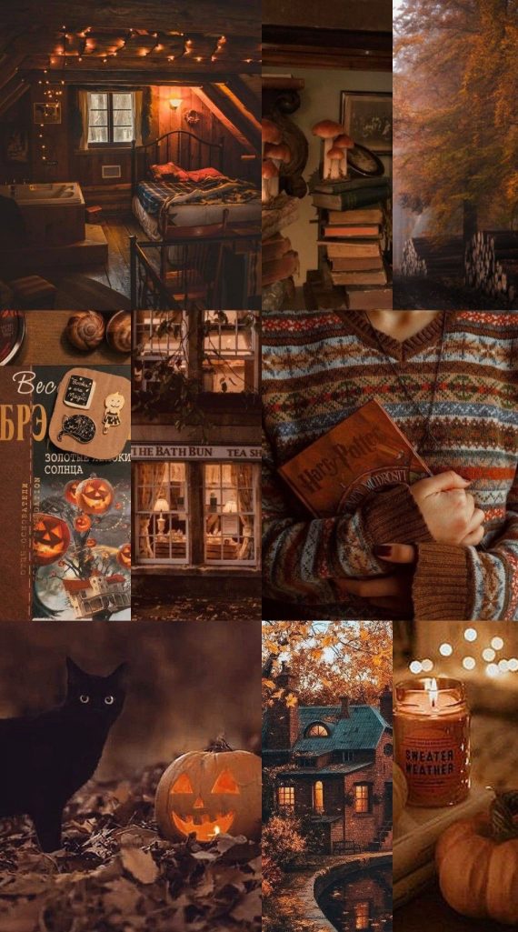 30 Cute Brown Aesthetic Wallpapers for Phone : Brown Collage Autumn I ...